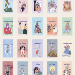 78 cartes de tarot autocollantes REFLET Tarot - IMPERMÉABLE pour agenda et journaling - 22 x 35.3 mm (4 pages de 20 autocollants)