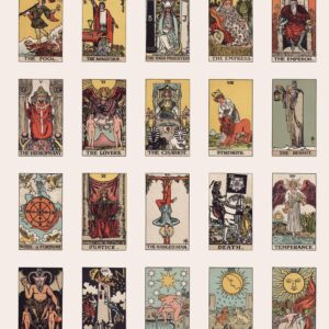 78 cartes de tarot autocollantes Rider Waite Smith IMPERMÉABLE pour agenda et journaling - 22 x 35.3 mm (4 pages de 20 autocollants)