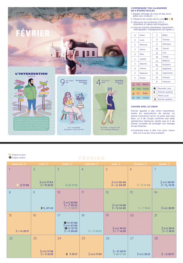 Calendrier 2026 - Astro & Tarot - Un outil complet : 4 mois d’apprentissage + 12 mois d’exploration lunaire – Image 2